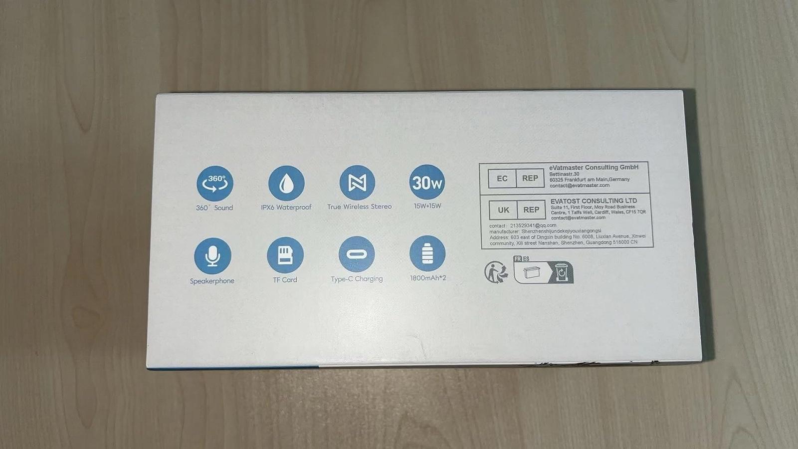 Колонка NOTABRICK 2 x Bluetooth Music Box Портативна з 360° стереозвуком 1200 хвилин часу відтворення IPX6 водонепроникна, фото №7