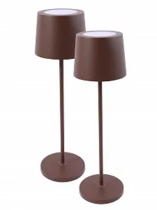 Настільна лампа METRO Professional CAURO LED, набір з 2 шт., алюміній/полікарбонат, діаметр 11.5 x 39 см, USB-з'єднання, сенсорне управління, з регулюванням яскравості, водонепроникна, коричнева - Фото 1