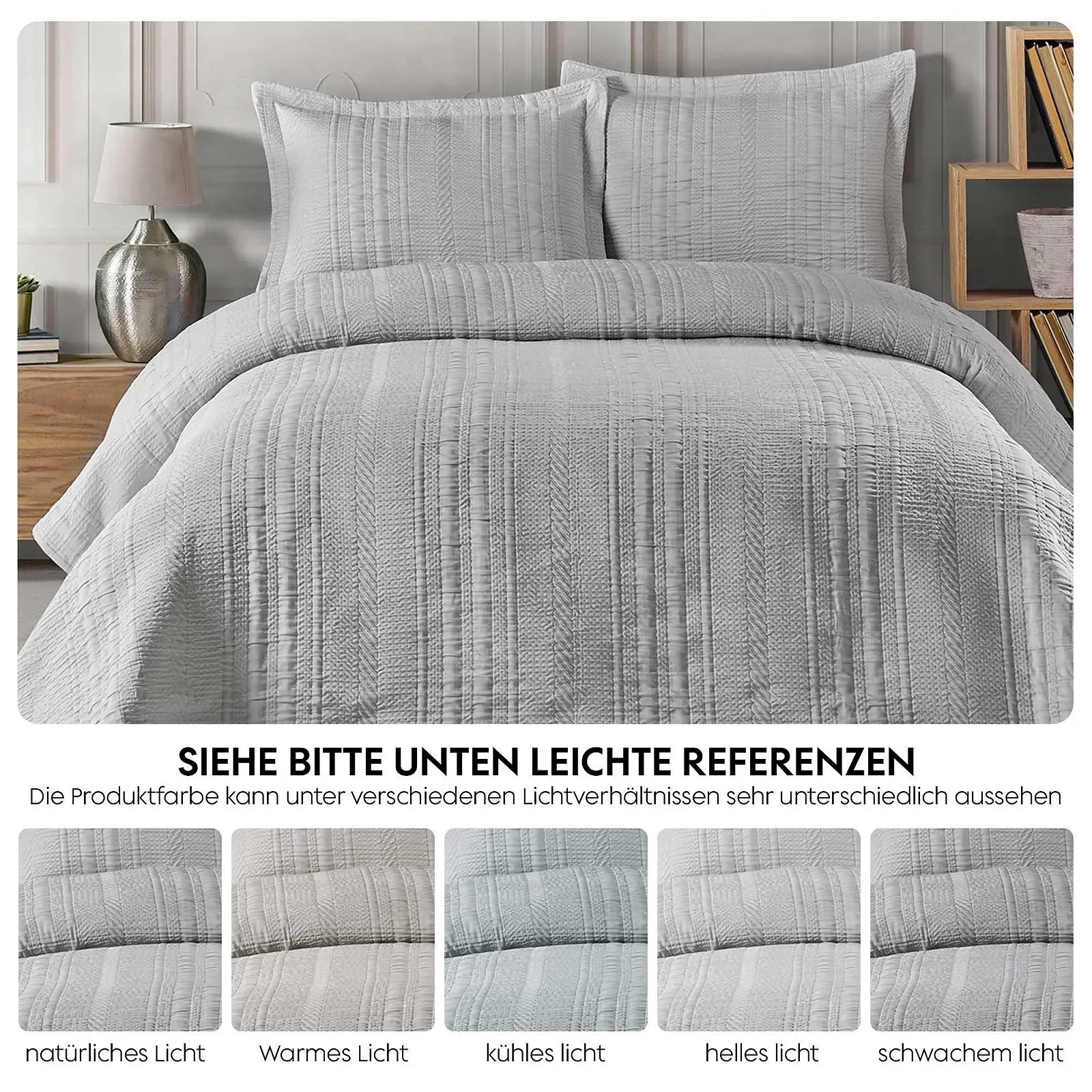 Покривало Elart 220 x 240 см та 2 наволочки 50 x 70 см, жакардове плетіння, м'яке, сіре, фото №4