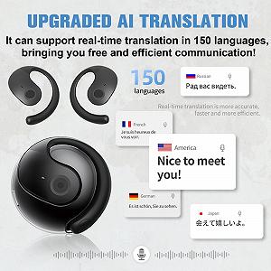 Бездротові Bluetooth навушники відкритого типу Intelligent AI Voice Earbuds з вушними гачками synthetic.ua - Фото 1