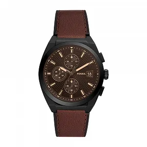 Мужские часы Fossil Everett, кварцевый хронограф с браслетом из нержавеющей стали или кожаным ремешком - Фото 1
