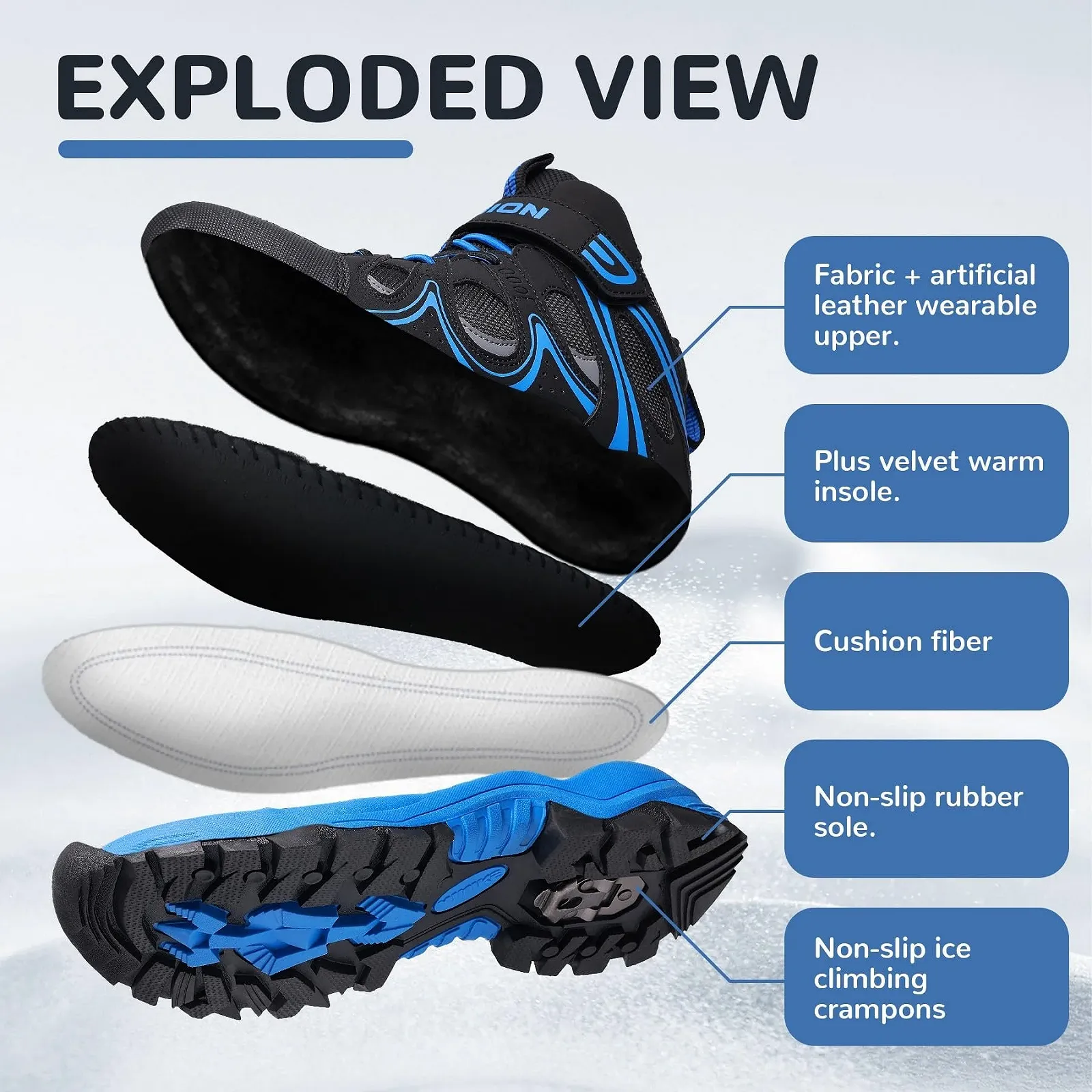 Зимние детские ботинки ASHION для мальчиков и девочек, утепленные снеговые сапоги для трекинга, фото №2