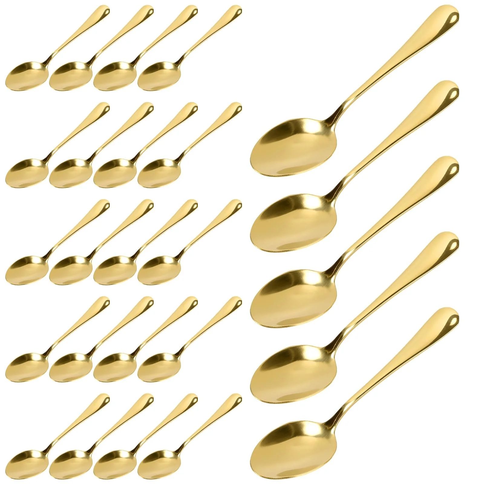 Ложки чайні FUNSUEI, 25 шт, золотисті, 13.5 см, з нержавіючої сталі, для чаю, кави, десертів, фото №1
