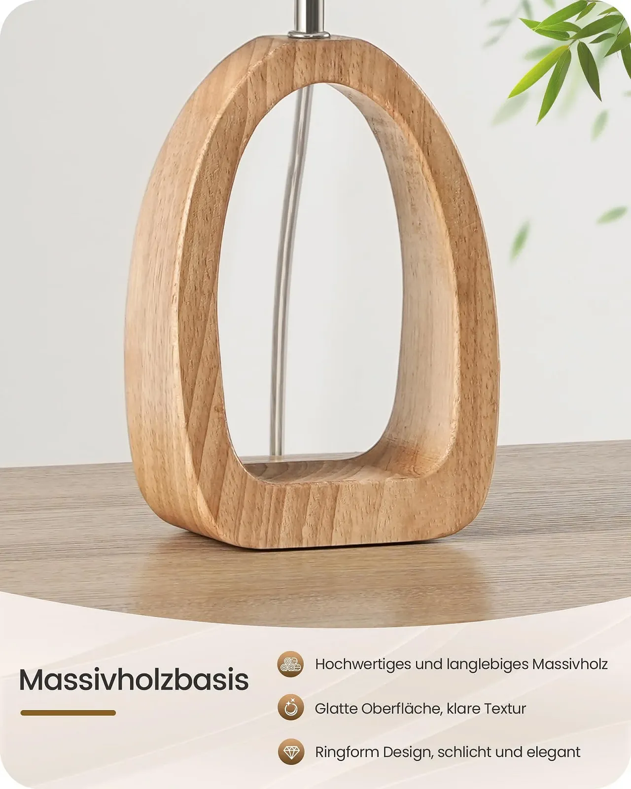 Настільна лампа Modern Wooden Bedside Lamp ZME07TLD05N1 E27 2700K Beige, фото №4