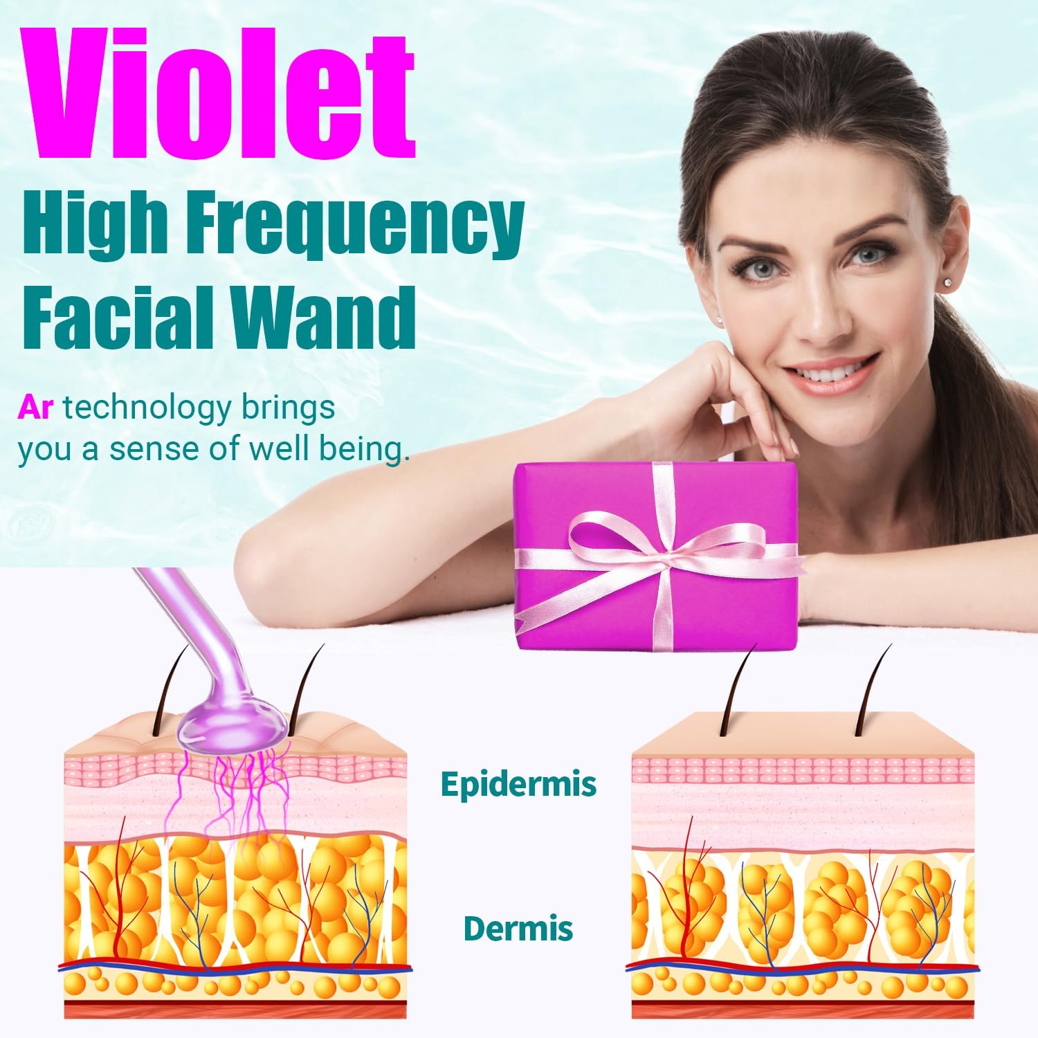 Прибор для лица TUMAKOU High Frequency Stick для подтяжки кожи, уменьшения морщин, лечения акне, прибор для кожной терапии, массажер для лица с 6 аргоновыми палочками, фото №3