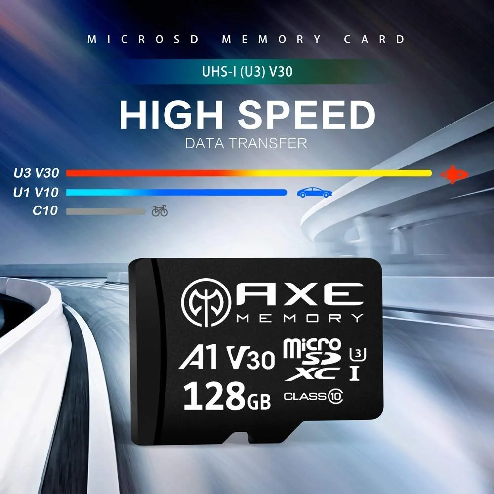 Карта пам'яті AXE MicroSDXC 128GB + SD Adapter A1 V30 UHS-I U3 4K, фото №2 Карта пам'яті AXE MicroSDXC 128GB + SD Adapter A1 V30 UHS-I U3 4K, фото №2