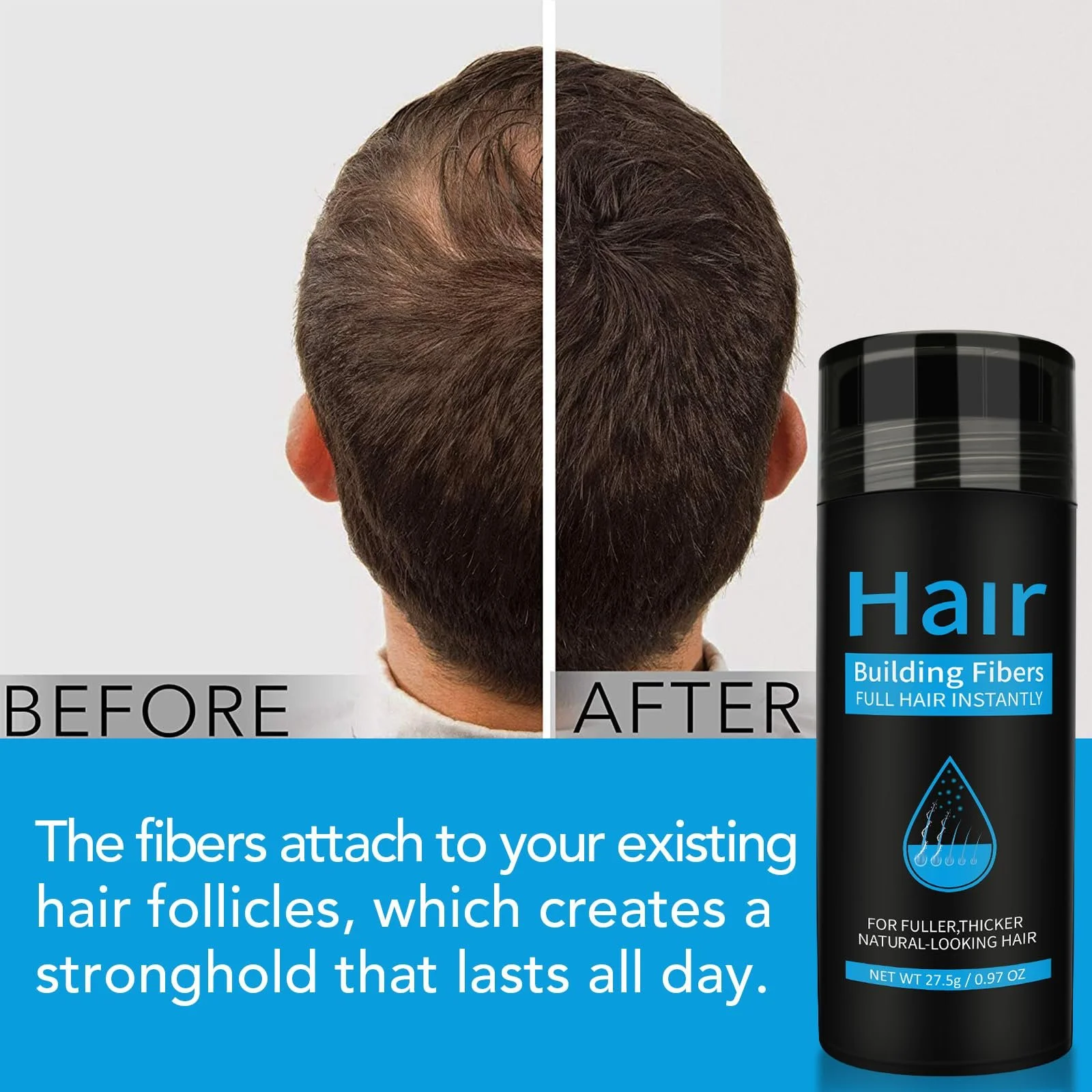 Волокна для волосся Natural Keratin Hair Building Fibres Dark Brown, фото №7