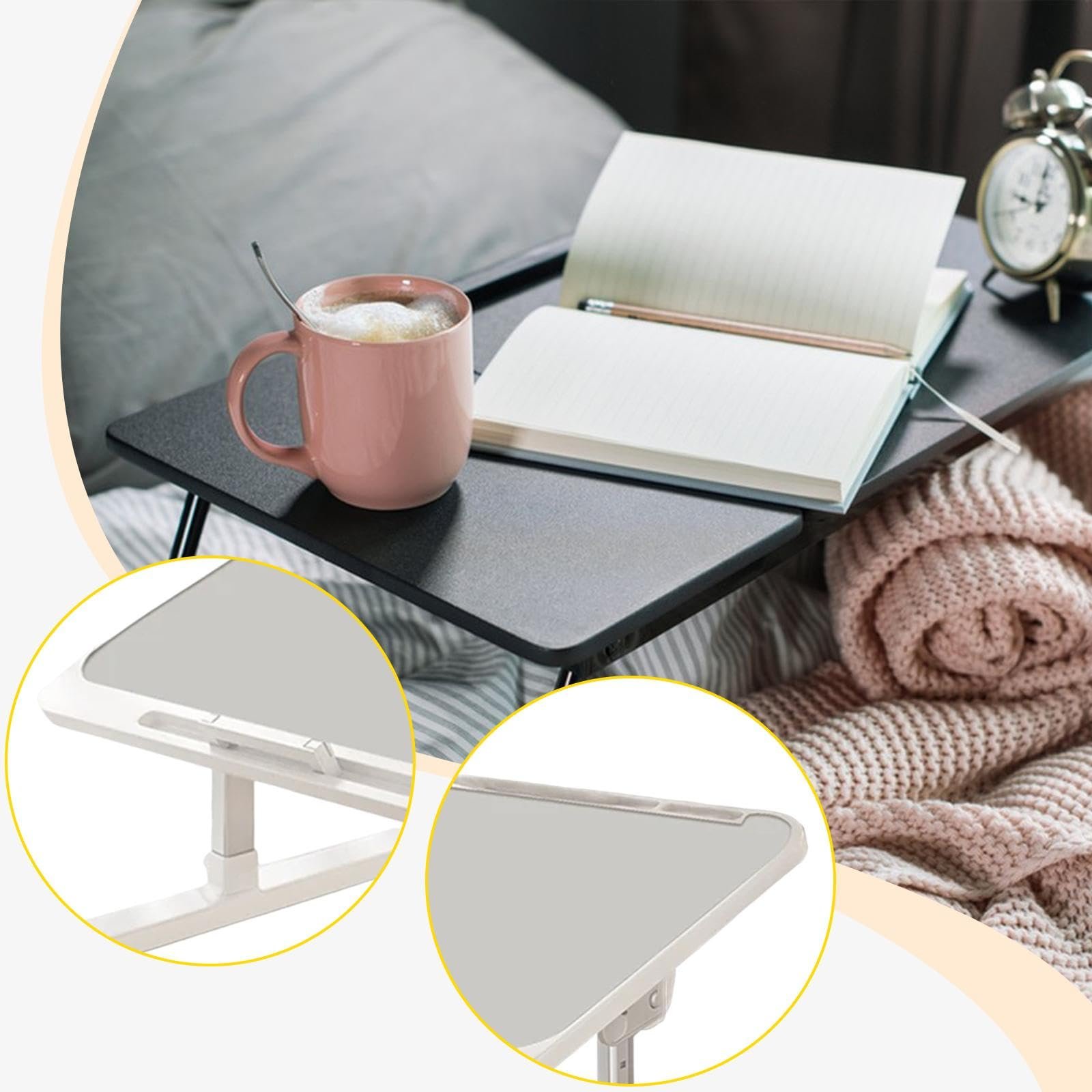 Раскладной столик для ноутбука, поднос для кровати, подставка для ноутбука, прочный, регулируемый по высоте, для балкона, чайной комнаты, рисования, серый стиль B, фото №3