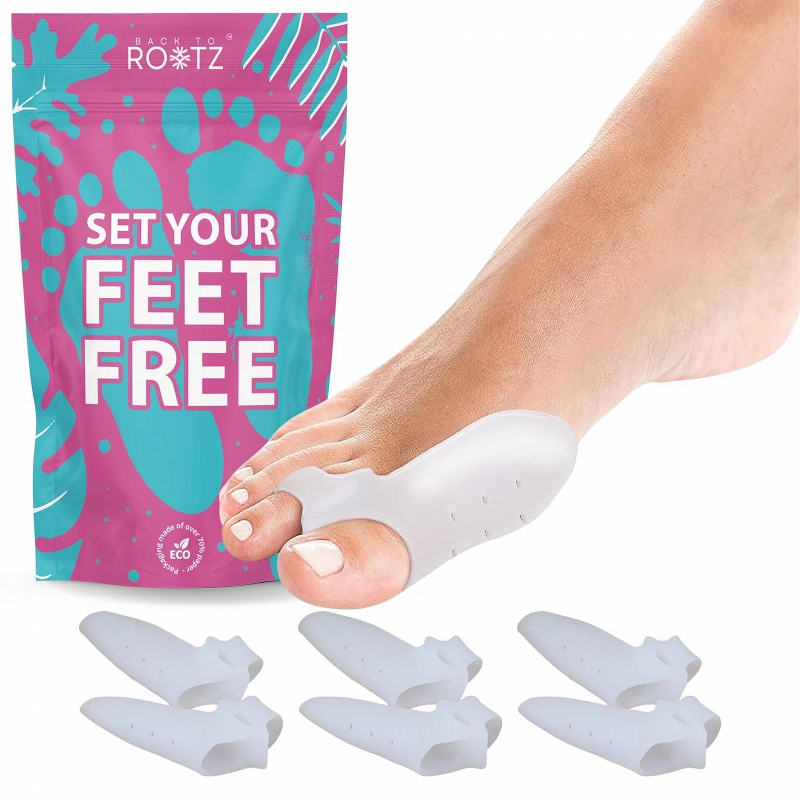 Шина Hallux Valgus з м'яким та лікувальним силіконовим протектором для кісточки 6 штук Білий, фото №1 Шина Hallux Valgus з м'яким та лікувальним силіконовим протектором для кісточки 6 штук Білий, фото №1