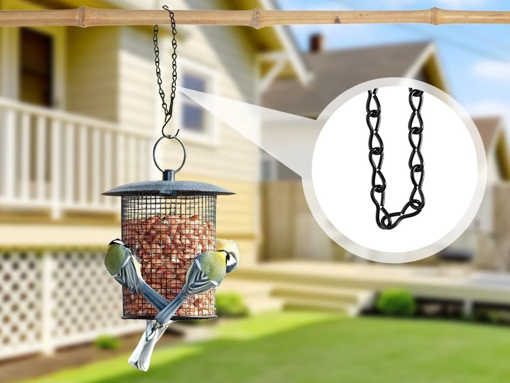 Ланцюжки для підвісних кошиків Набір 12 шт. Металеві з гачками 50 см Чорний, фото №5