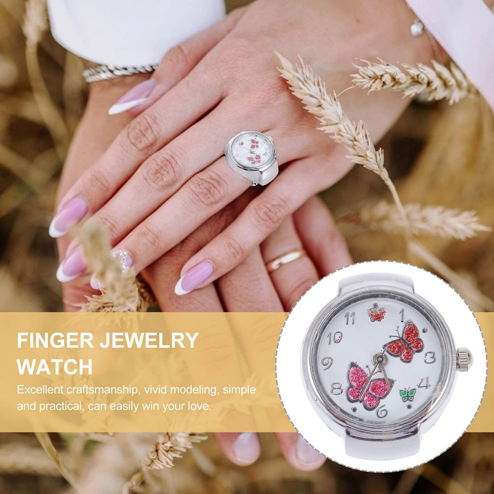 Кольцо-часы с бабочкой PartyKindom для девочек и женщин, серебристый, ретро, фото №6 Кольцо-часы с бабочкой PartyKindom для девочек и женщин, серебристый, ретро, фото №6