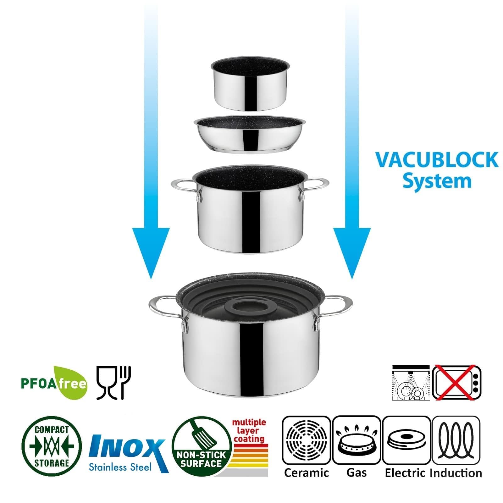 Набор посуды BRUNNER Academy NG - из нержавеющей стали с антипригарным покрытием ø 20 или 22 см (4, 5 или 7 штук) для электрических, газовых и индукционных плит, фото №4 Набор посуды BRUNNER Academy NG - из нержавеющей стали с антипригарным покрытием ø 20 или 22 см (4, 5 или 7 штук) для электрических, газовых и индукционных плит, фото №4