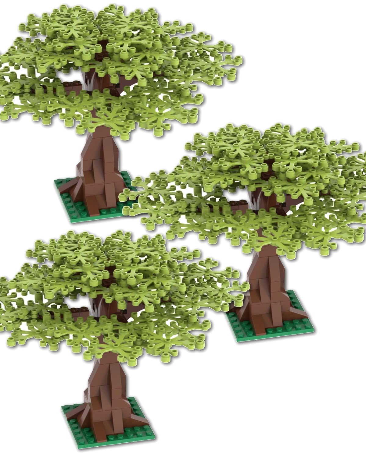 LONESTAR Bricks Building Blocks City Building Kit Дерева 3 x Листя Дерево Світло-зелений, фото №1