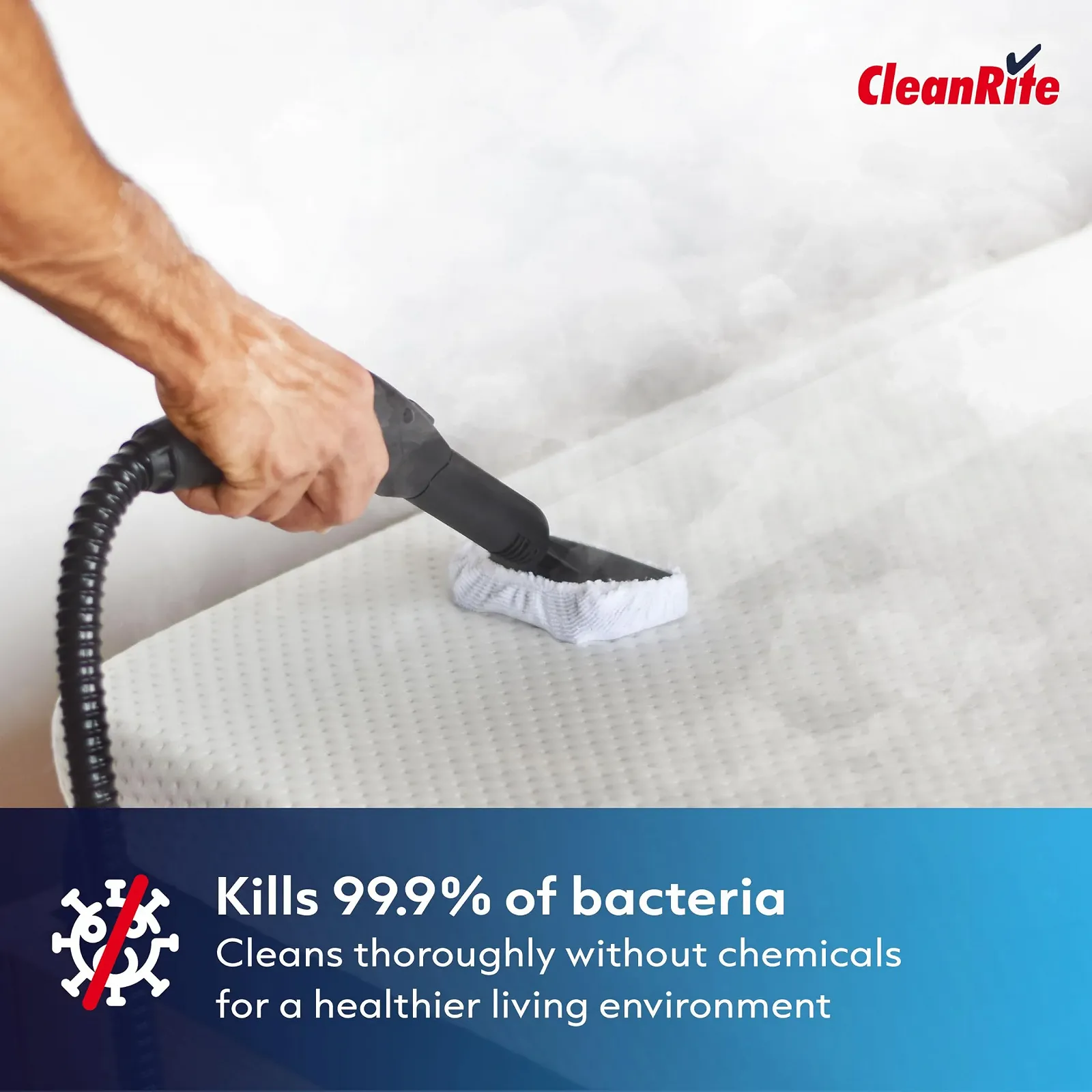 Пароочисник багатофункціональний CleanRite 7 насадок 13 аксесуарів 30 x 15 x 25 см Білий, фото №2