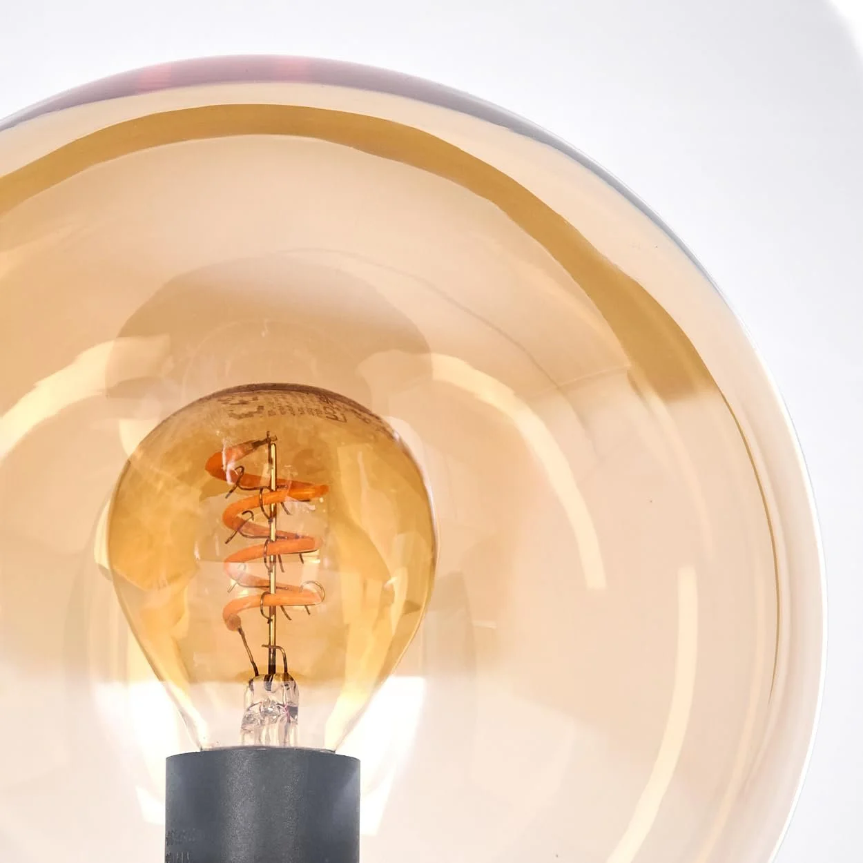 Настільна лампа HOFSTEIN Gastor метал / скло Чорний/Бурштиновий 15 см E14, фото №3