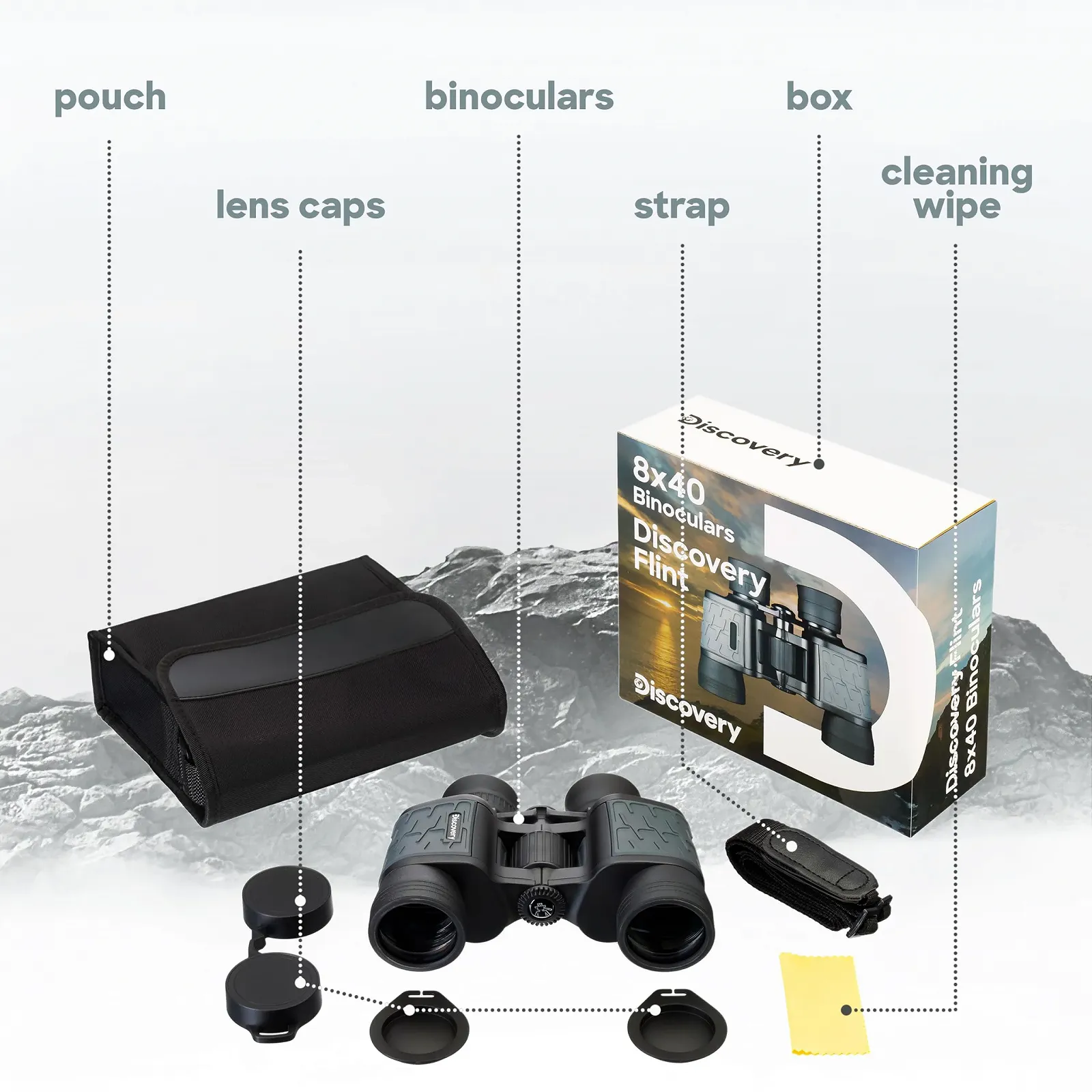 Бінокль Discovery Flint 8 x 40 Porro Prism BK-7 Aluminium, фото №8