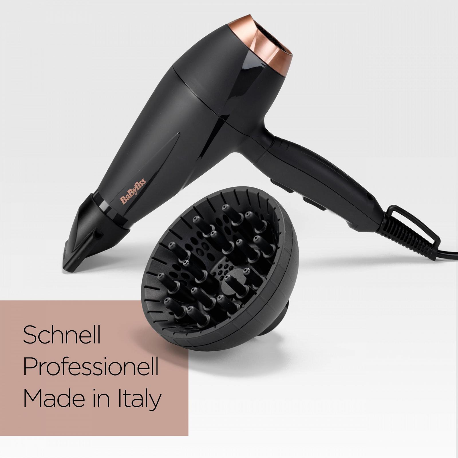 Фен BaByliss Smooth Pro 6709DE, 2100 Вт, с диффузором, ионная технология, 3 температурных режима, 2 скорости, черный, фото №8