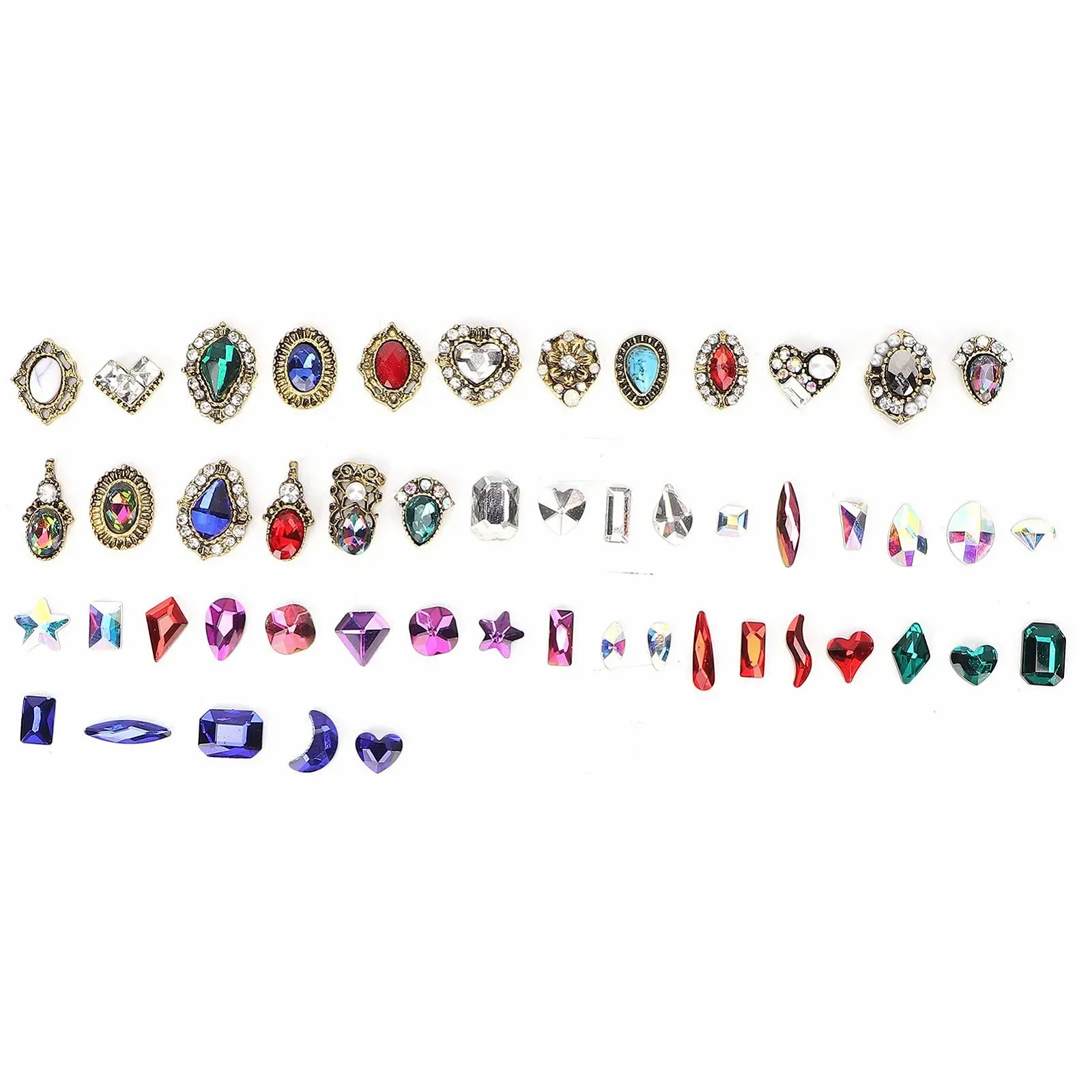 Стрази для нігтів з коробкою, 24 шт, різнокольоровіS, різні форми, фото №7