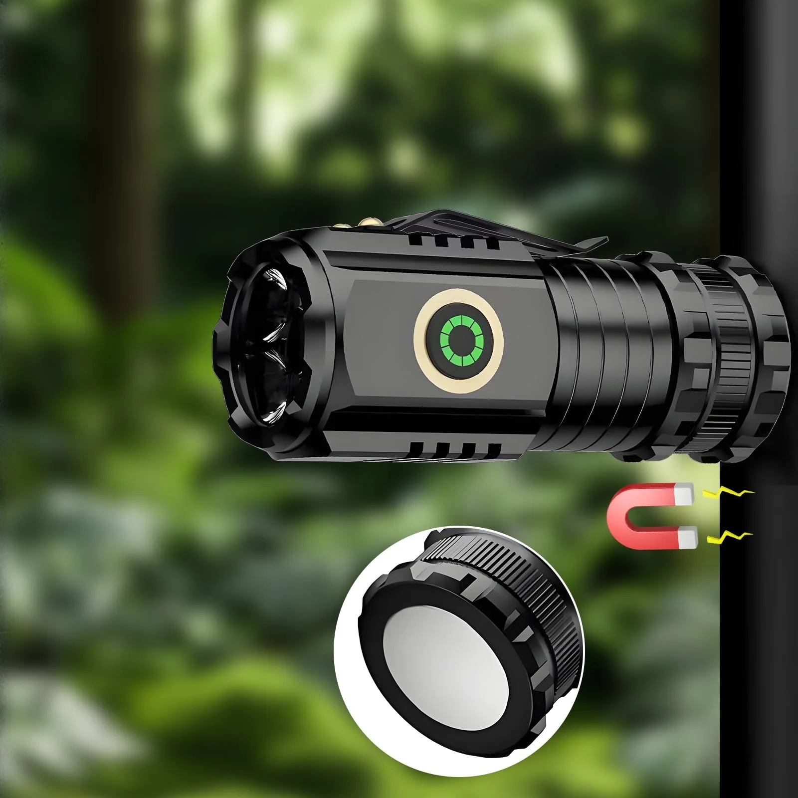 LED ліхтарик Mini надзвичайно яскравий 5000 люмен, акумуляторний, 5 режимів освітлення, маленький з магнітами і тривалим часом роботи, 3 x потужні лампові намистини, IPX6 водонепроникний, фото №4