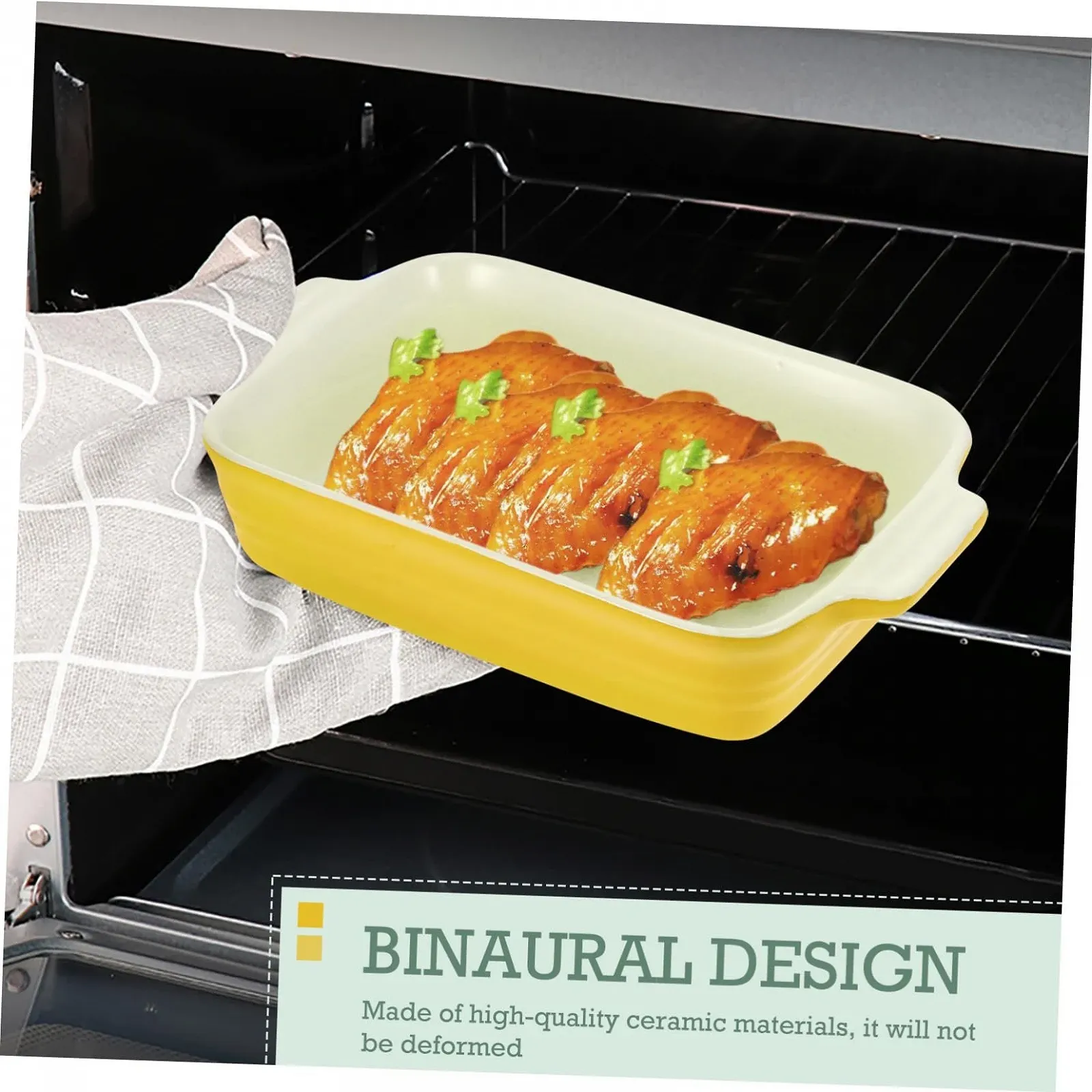 Керамическая форма для запекания TOYANDONA прямоугольная термостойкая Желтая, фото №4 Керамическая форма для запекания TOYANDONA прямоугольная термостойкая Желтая, фото №4