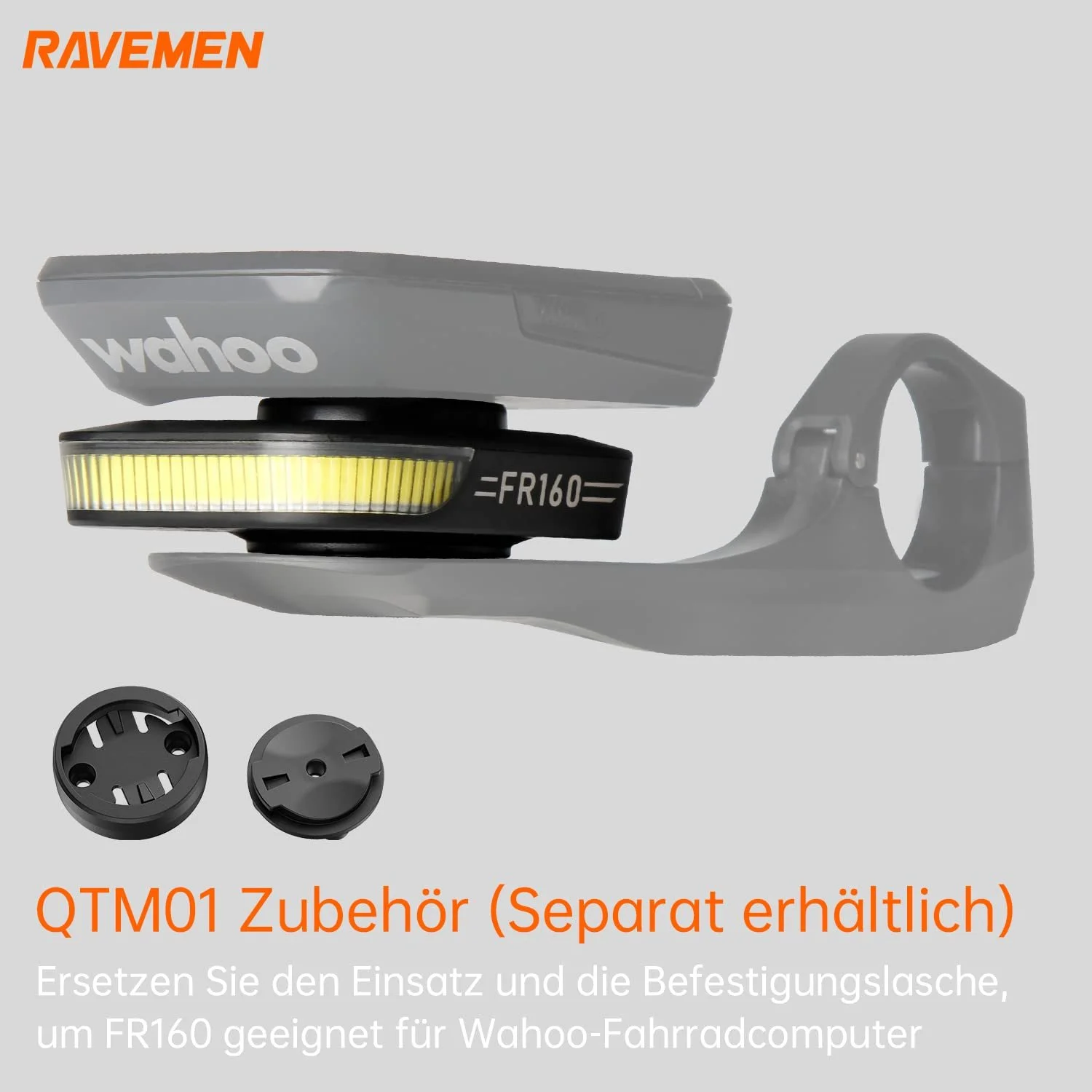 Аксессуар RAVEMEN QTM01 для FR160 совместимый с велокомпьютером Wahoo крепление и вставка, фото №1