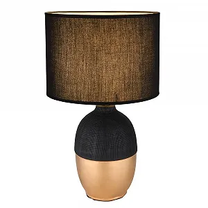 Настольная лампа Globo современная керамическая с текстильным абажуром 1x E14 25 x 43 см Черный/Золотистый synthetic.ua - Фото 1