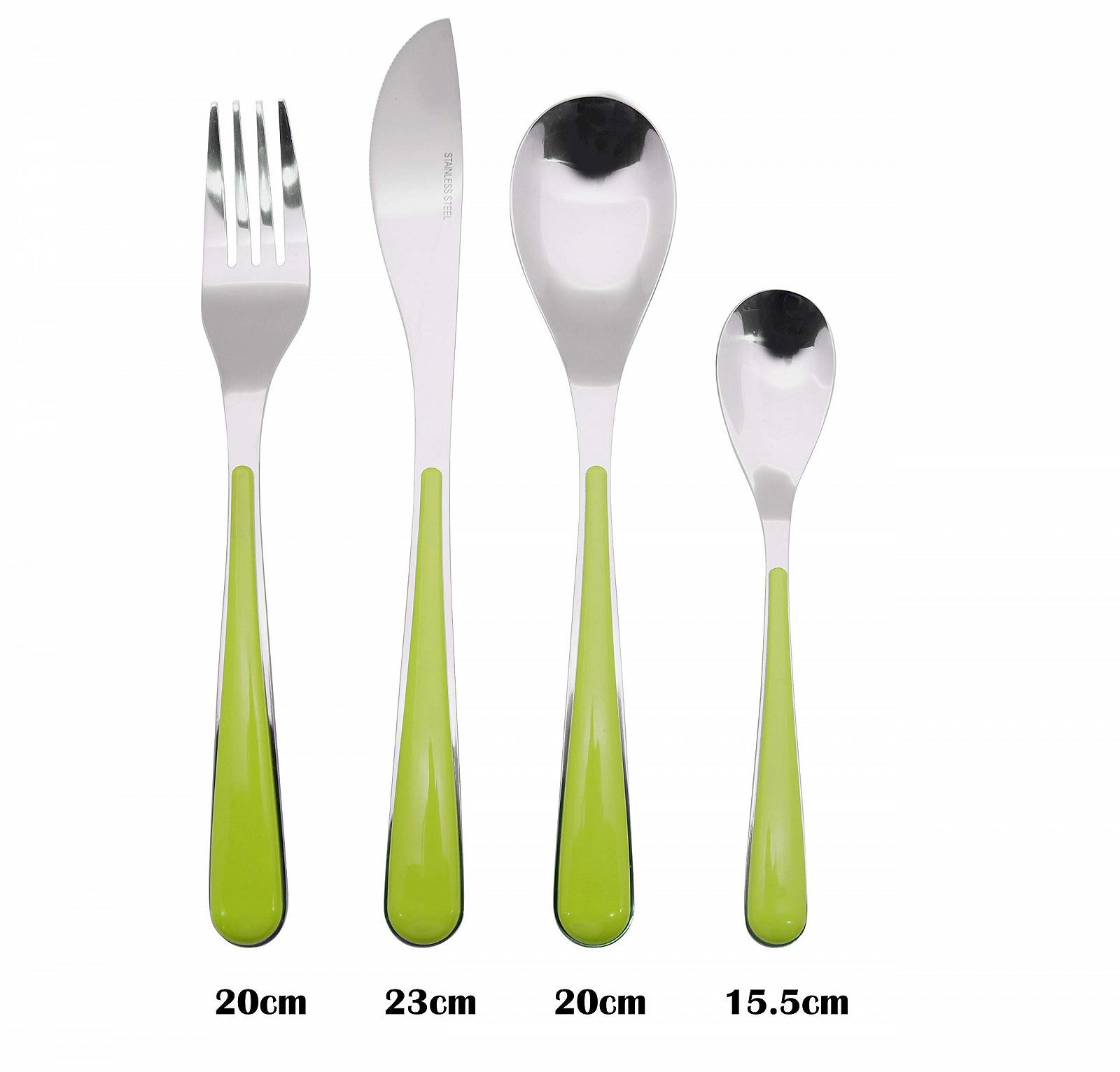 Набор столовых приборов EXZACT 24 предмета, нержавеющая сталь, зеленые ручки, фото №2 Набор столовых приборов EXZACT 24 предмета, нержавеющая сталь, зеленые ручки, фото №2