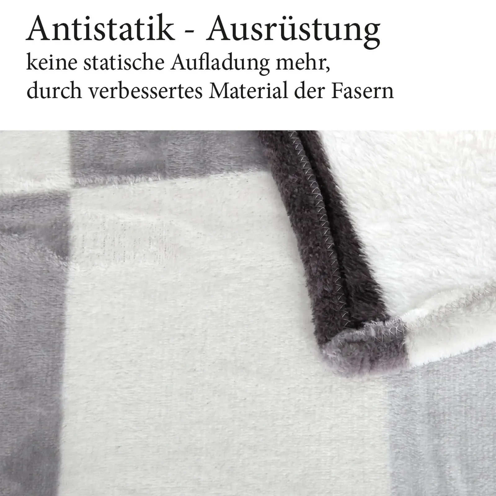 Покривало Bestlivings XXL (130 x 170 см) - Світло-сіра в клітинку - Флісова Покривало з мікрофібри, фото №5
