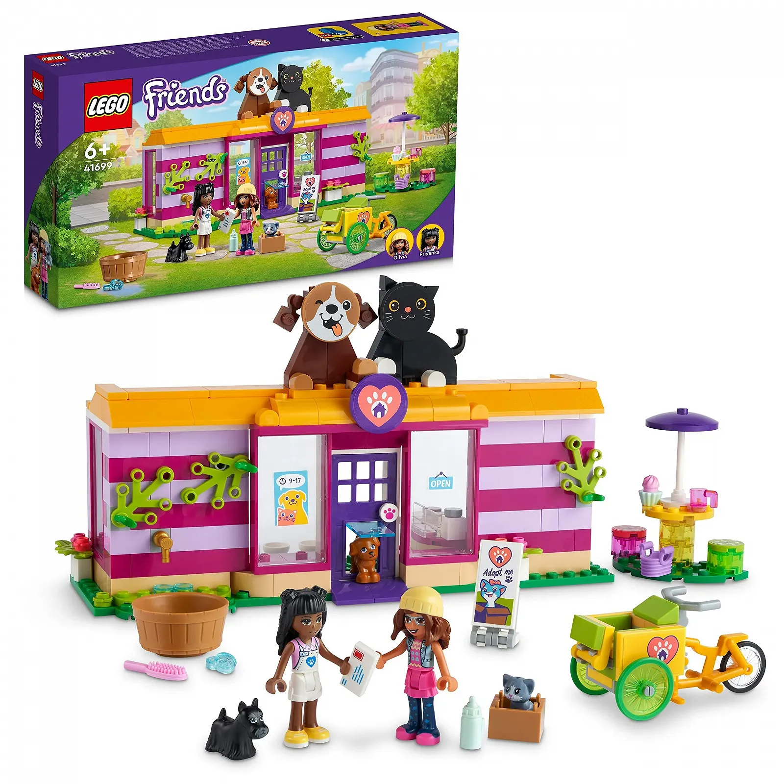 LEGO Friends Кафе для ухода за животными 41699 Heartlake City Игровой набор с животными и мини-куклами для спасения животных, игрушка от 6 лет, фото №1 LEGO Friends Кафе для ухода за животными 41699 Heartlake City Игровой набор с животными и мини-куклами для спасения животных, игрушка от 6 лет, фото №1