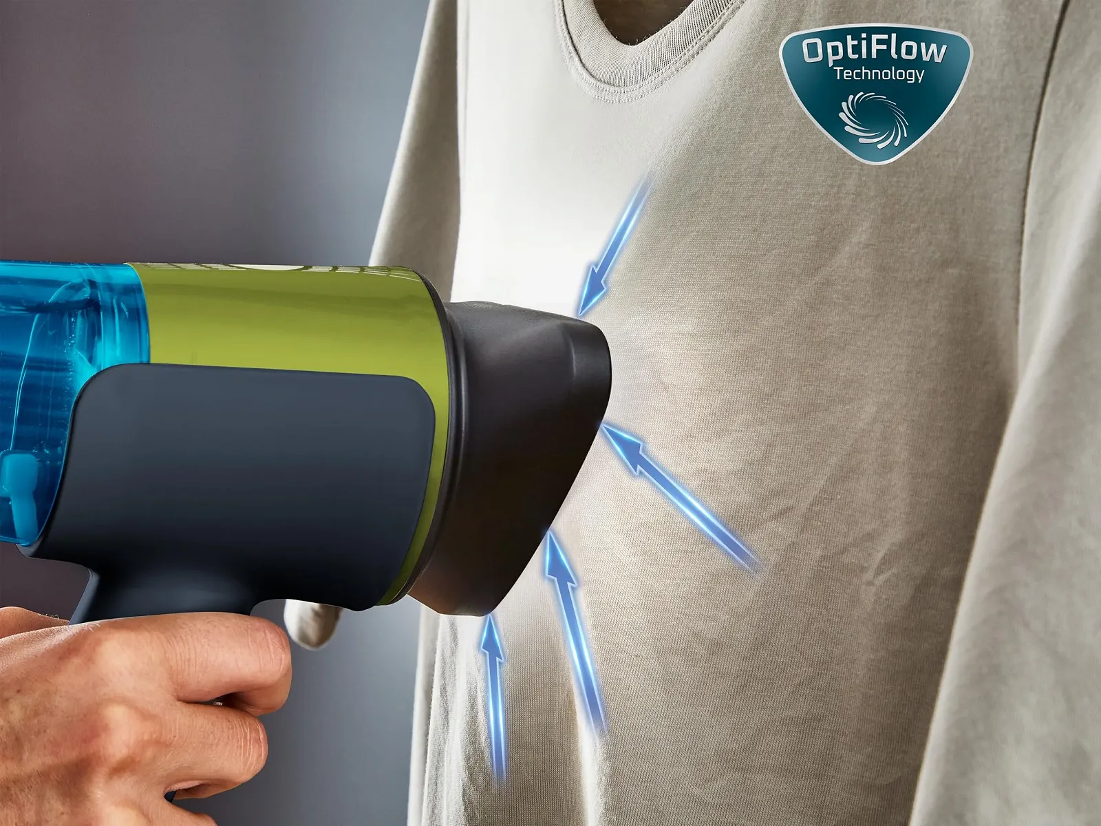 Отпариватель Tefal Aero Steam DT9810F0 керамическая подошва 20 г/мин 100 мл 1400 Вт синий/зеленый, фото №9