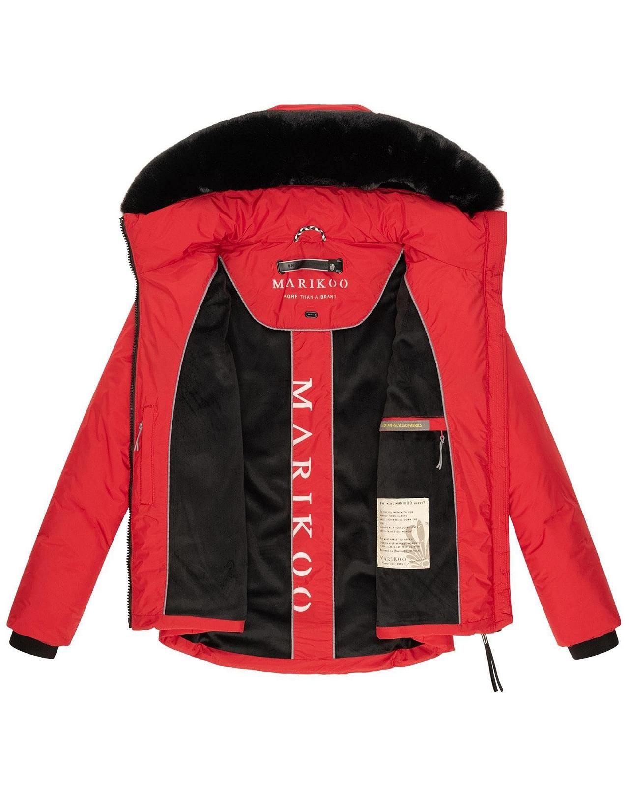 Зимняя куртка Marikoo N005 Женская Легкая, 6 карманов, частично с мехом Teddy, капюшон с искусственным меховым воротником, теплая куртка Женская, фото №5