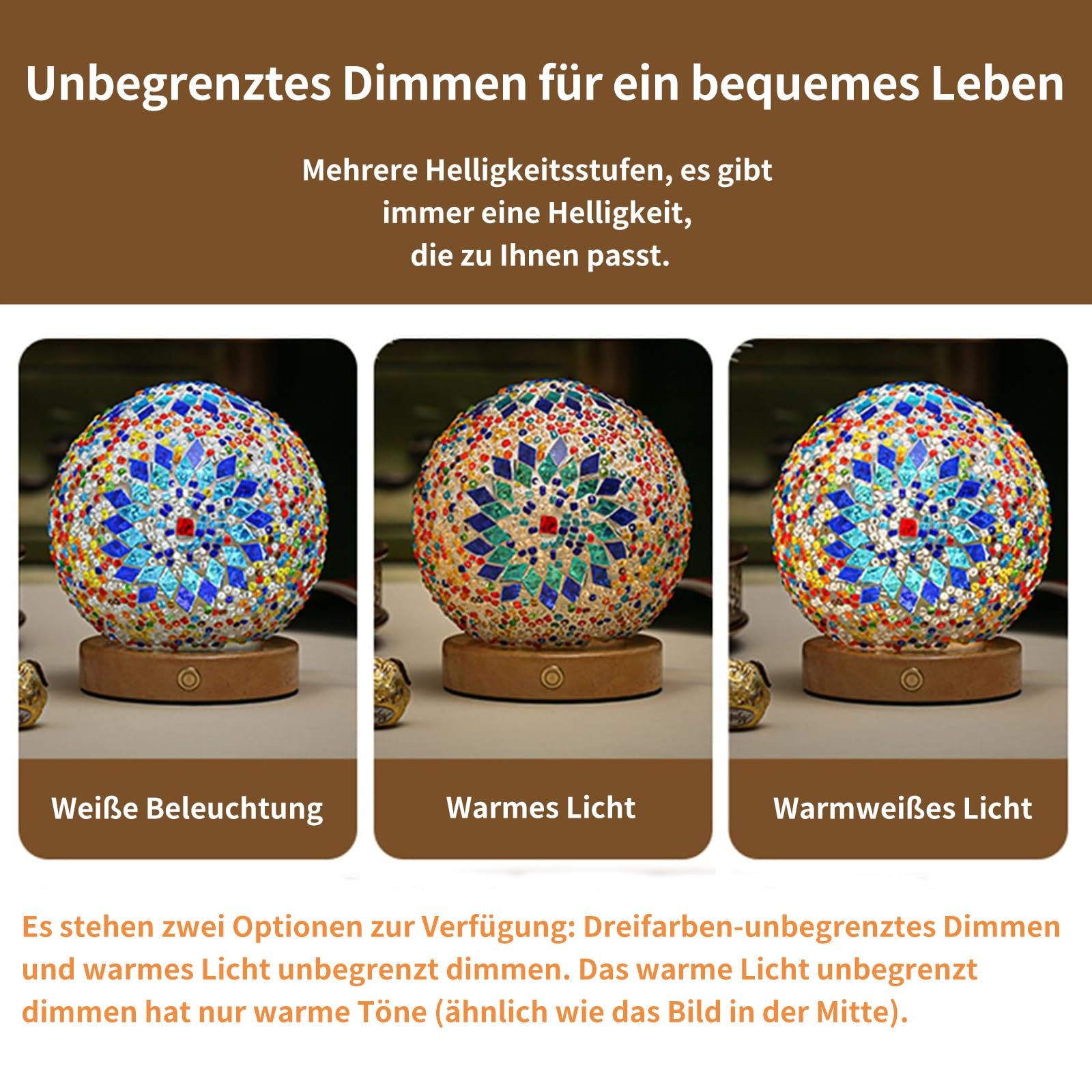 Настільна лампа Glass Patchwork Boho 15.5 x 12.5 см USB Boho Blue, фото №3