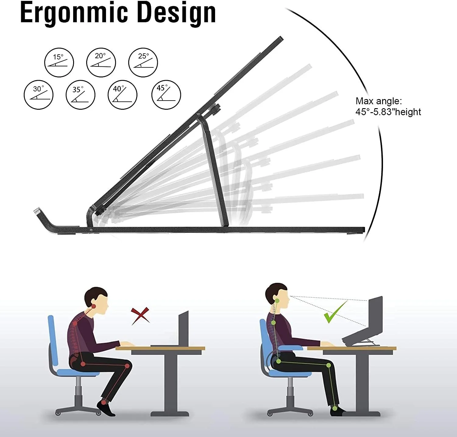 Підставка для ноутбука, складана, з регульованою висотою, портативна, фото №1