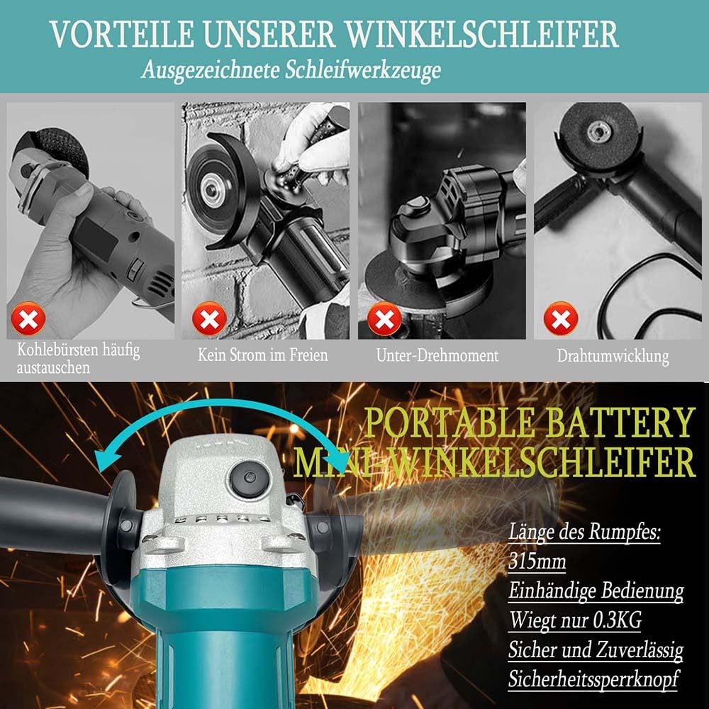 Аккумуляторная угловая шлифмашина 125 мм Makita 18 В BL1830 Бесщеточная 11000 об/мин, фото №3