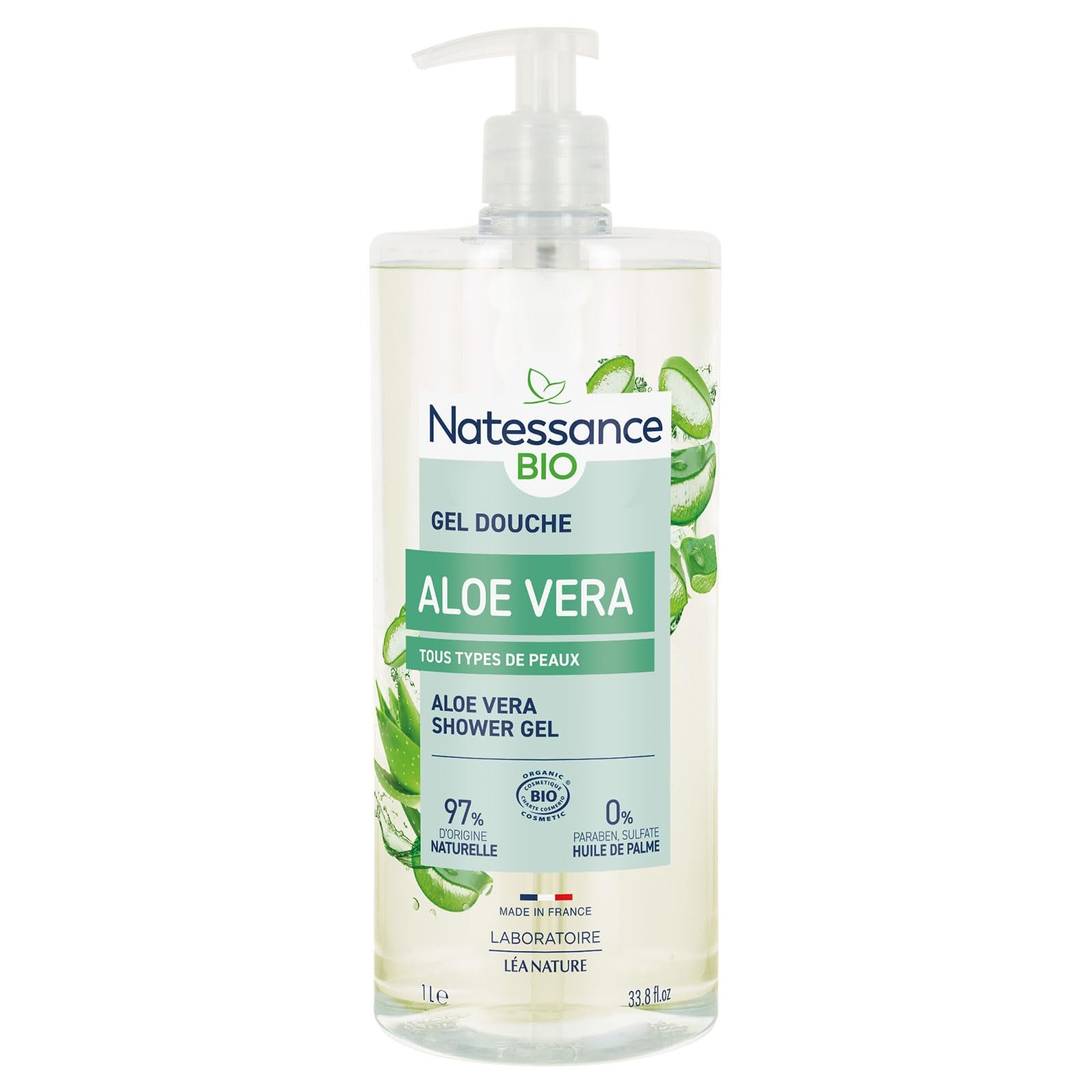 Гель для душа Natessance Invigorating Aloe Vera Organic 1 л, фото №1