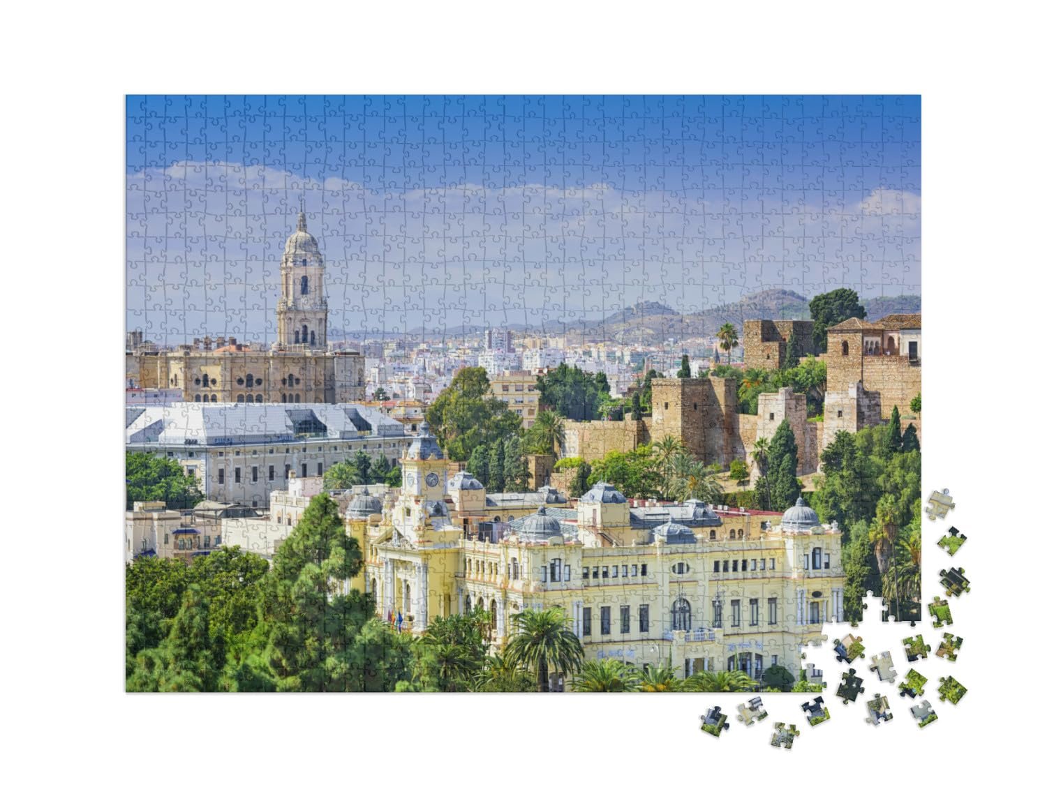 Пазл Puzzle Collection Malaga Malaga Cityscape with Cathedral and City Hall, Spain 1000 элементов XXL, фото №2