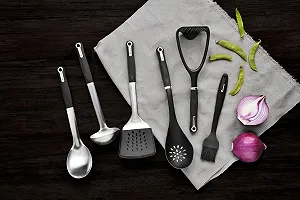 Лопатка-шумовка MasterPRO FOODIES COLLECTION 34,3x10,3x4,7 см нержавеющая сталь + PBT антипригарная synthetic.ua - Фото 1