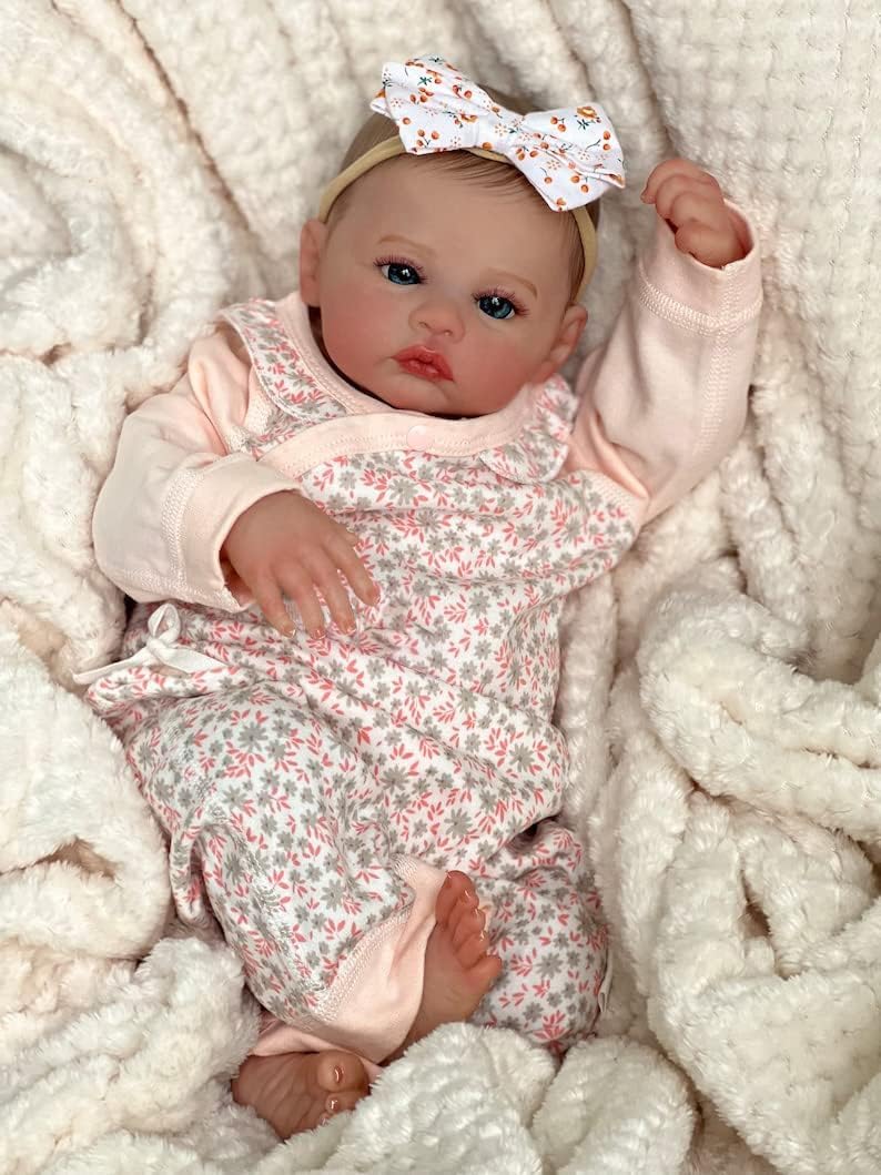 Лялька Anano Reborn Baby Silicone Lifelike 48 см Full Silicone Soft Newborn Reborn Baby Doll Meadow Блакитні Очі, фото №5