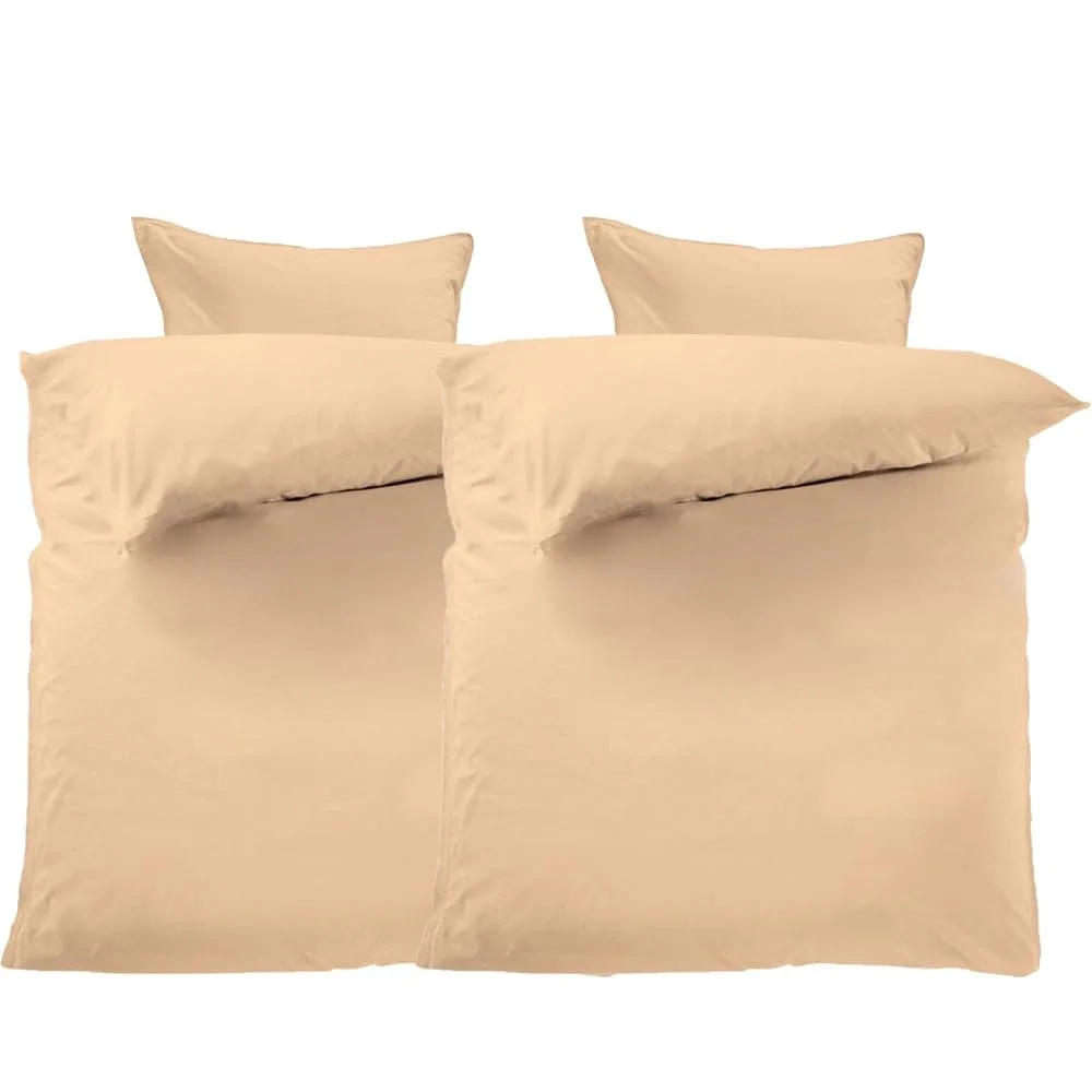 Постільна білизна Lavea 135 x 200 см 4 предмети бавовна 100% дихаюча 2 наволочки 40 x 80 см Капучино (однотонна), фото №1