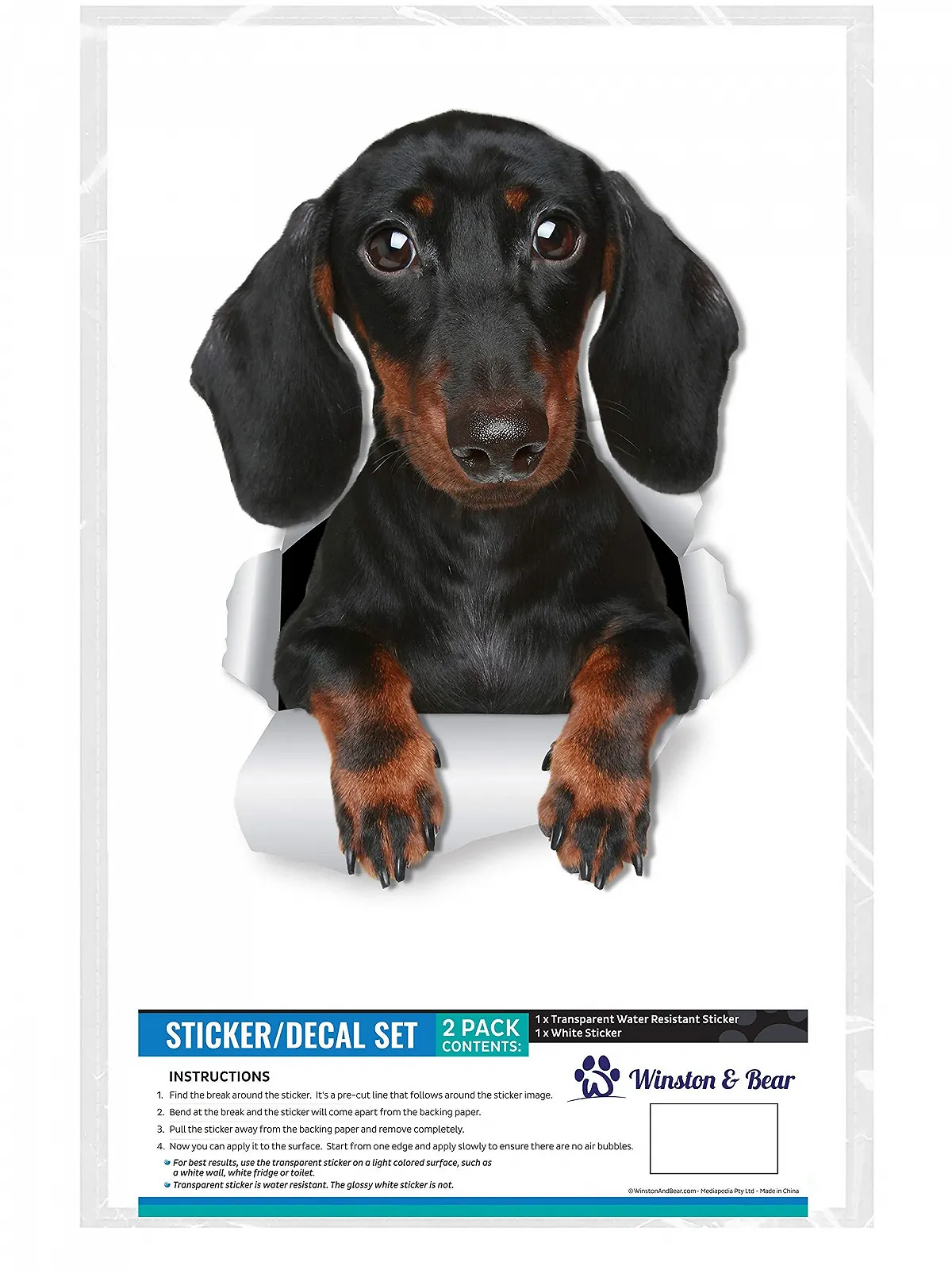 Наклейки на стіну Winston & Bear Такса 3D ефект набір 2 шт., фото №4