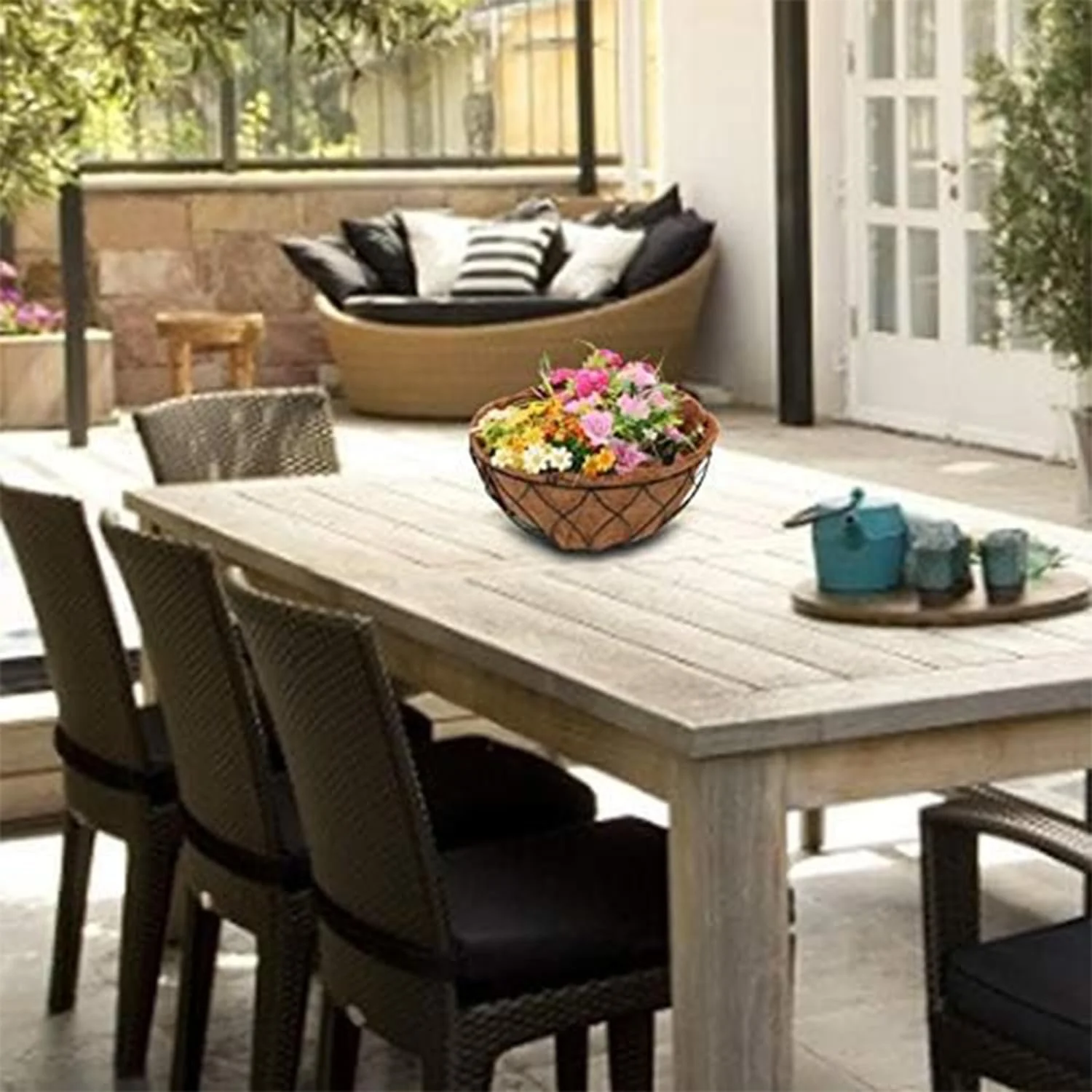 Вкладиші для підвісних кошиків набір 2 шт. кокосове волокно круглі 25,5 x 13 см, фото №6