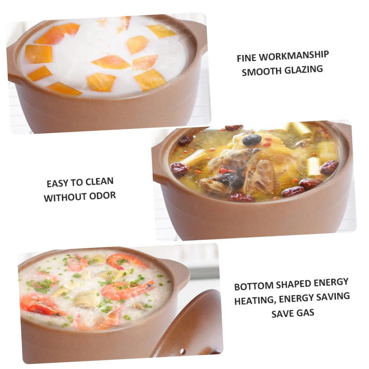 Кастрюля керамическая с крышкой энергосберегающая термостойкая, фото №9