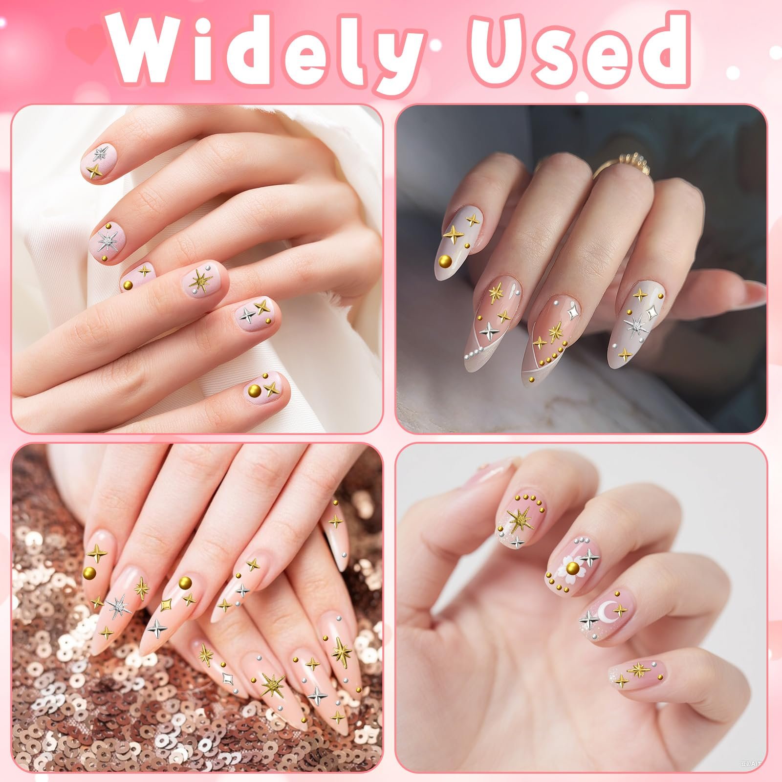 Украшения для ногтей Набор 2200 шт. Звезда Золото Серебро Металл, фото №6