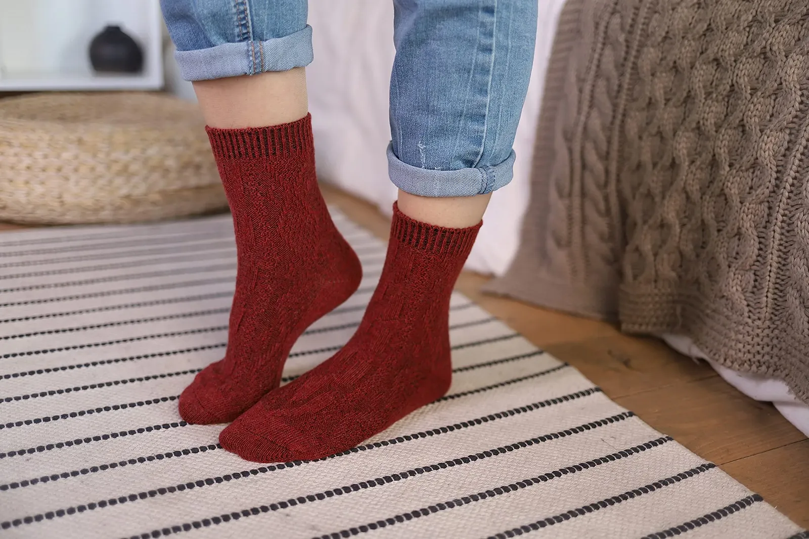 Шерстяные носки кашемировые для женщин, мягкие вязаные теплые длинные до щиколотки, фото №3 Шерстяные носки кашемировые для женщин, мягкие вязаные теплые длинные до щиколотки, фото №3