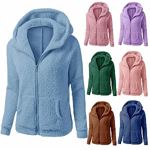 Женский пуловер Худи Женская теплая куртка на молнии Пуловер оверсайз Мешковатый мягкий худи с длинными рукавами и карманами Женская зимняя куртка Повседневные свободные топы-пуловеры - Фото 1