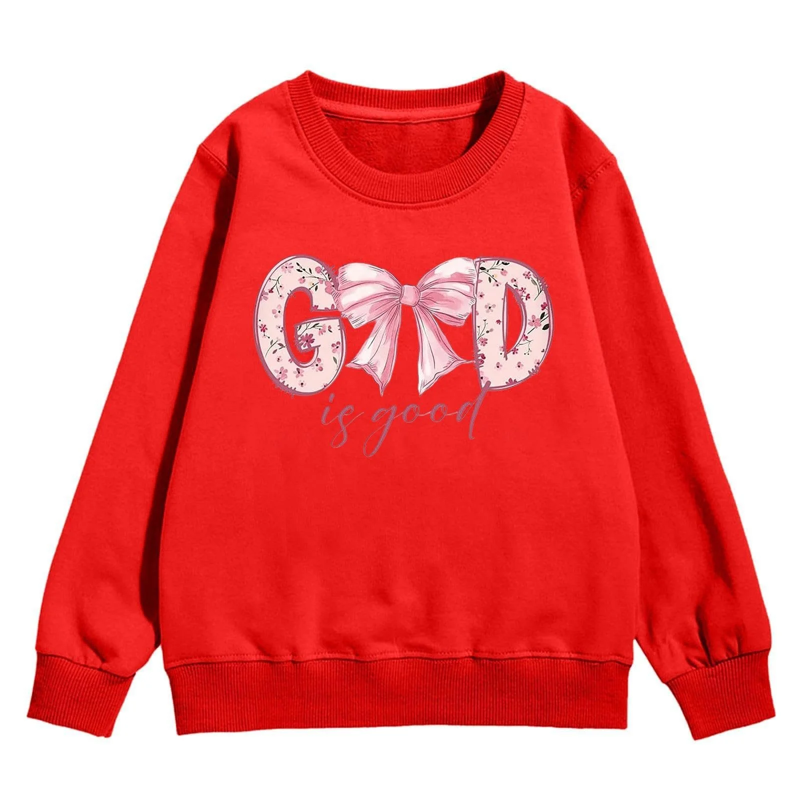 Свитшот для девочки с графическим принтом, круглый вырез горловины, длинные рукава, милый пуловер с приспущенной линией плеча, фото №3