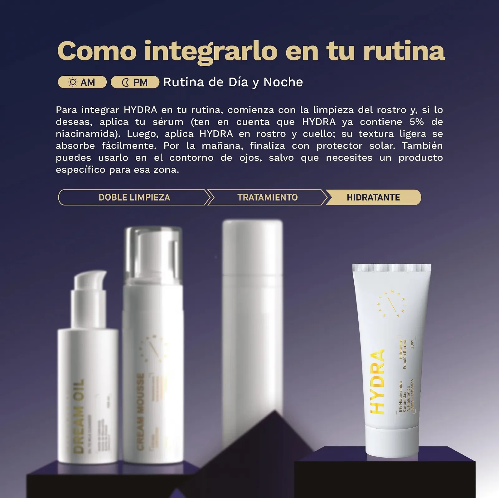 Крем для обличчя денний та нічний Santamarina Cosmetics Hydra Зволожувальний З бар'єрною функцією Для всіх типів шкіри З гіалуроновою кислотою та ніацинамідом 30 мл, фото №5 Крем для обличчя денний та нічний Santamarina Cosmetics Hydra Зволожувальний З бар'єрною функцією Для всіх типів шкіри З гіалуроновою кислотою та ніацинамідом 30 мл, фото №5