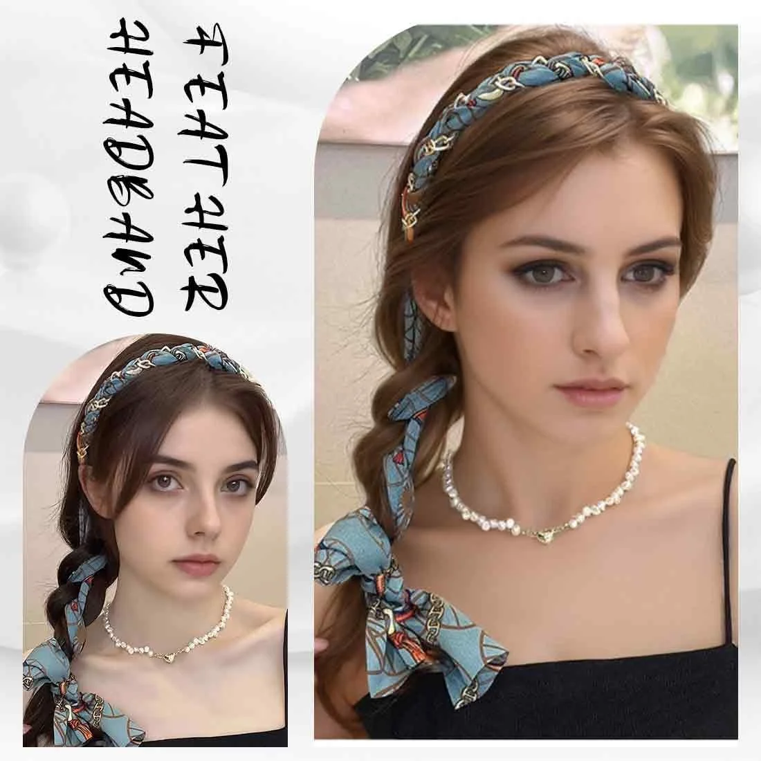 Набір широких пов'язок на голову для жінок з бантом, фото №4