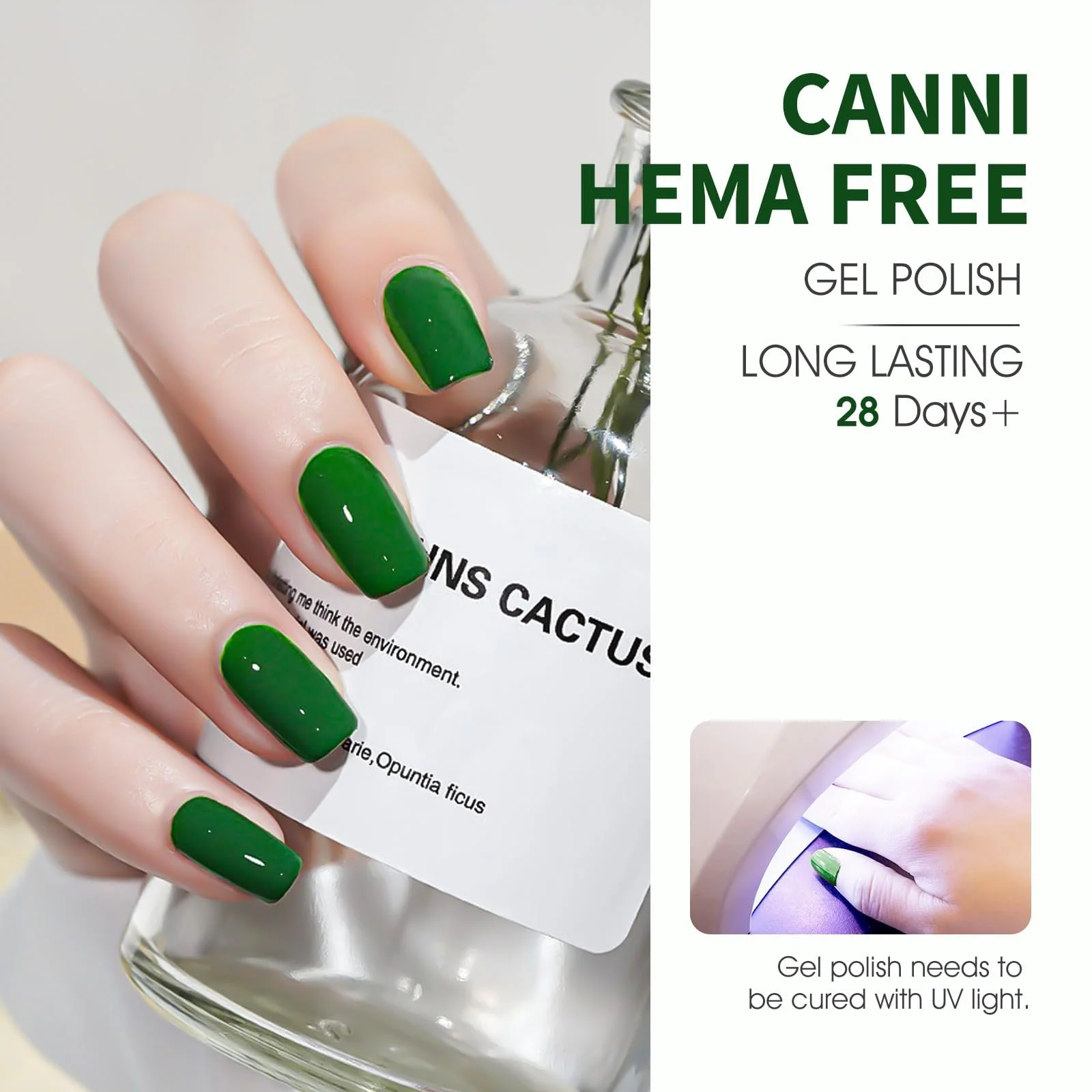Гель-лак CANNI, натуральний смарагдово-зелений, УФ гель для нігтів, фото №3