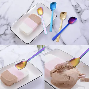 Ложка для йогурта GoGeiLi, из нержавеющей стали, для мороженого/желато, разноцветная фруктовая ложка, десертная ложка, 64 дюйма, набор из 6 штук synthetic.ua - Фото 1